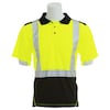 Erb Safety Shrt Slv Polo Shirt, Brdseye Msh, Class2, 9100SBSEG, Hi-Viz Lme/Blk, LG 62676